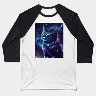 Space Cat - Modern Digital Art Baseball T-Shirt